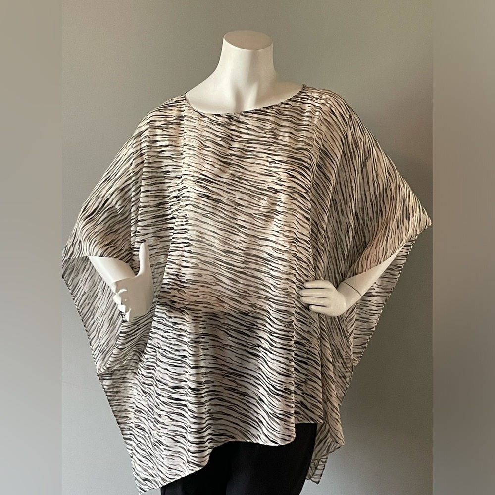 Sheer cream gold and black animal print look poncho from Coldwater Creek